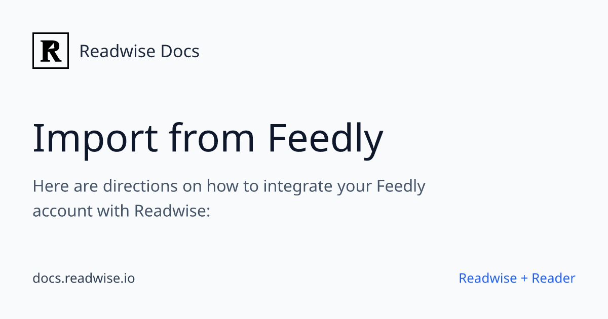 Import from Feedly - Readwise Docs