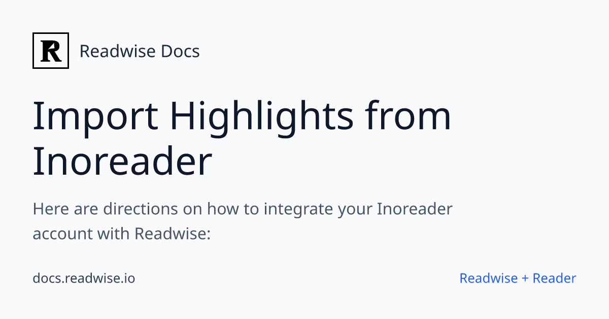 Import Highlights from Inoreader - Readwise Docs