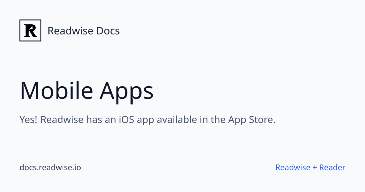 Mobile Apps - Readwise Docs