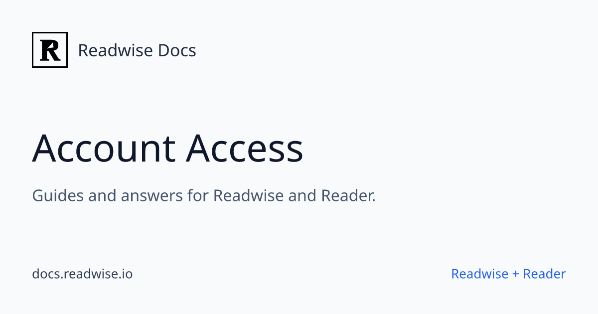 Account Access - Readwise Docs