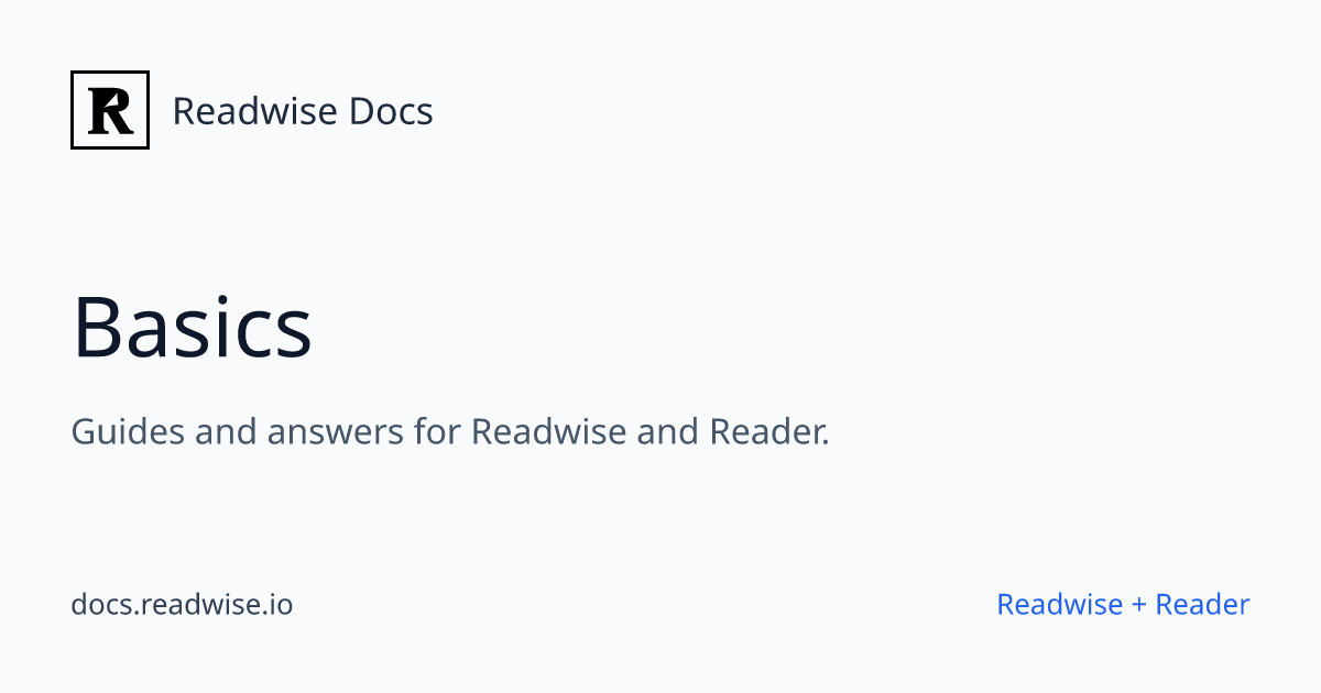 Basics - Readwise Docs