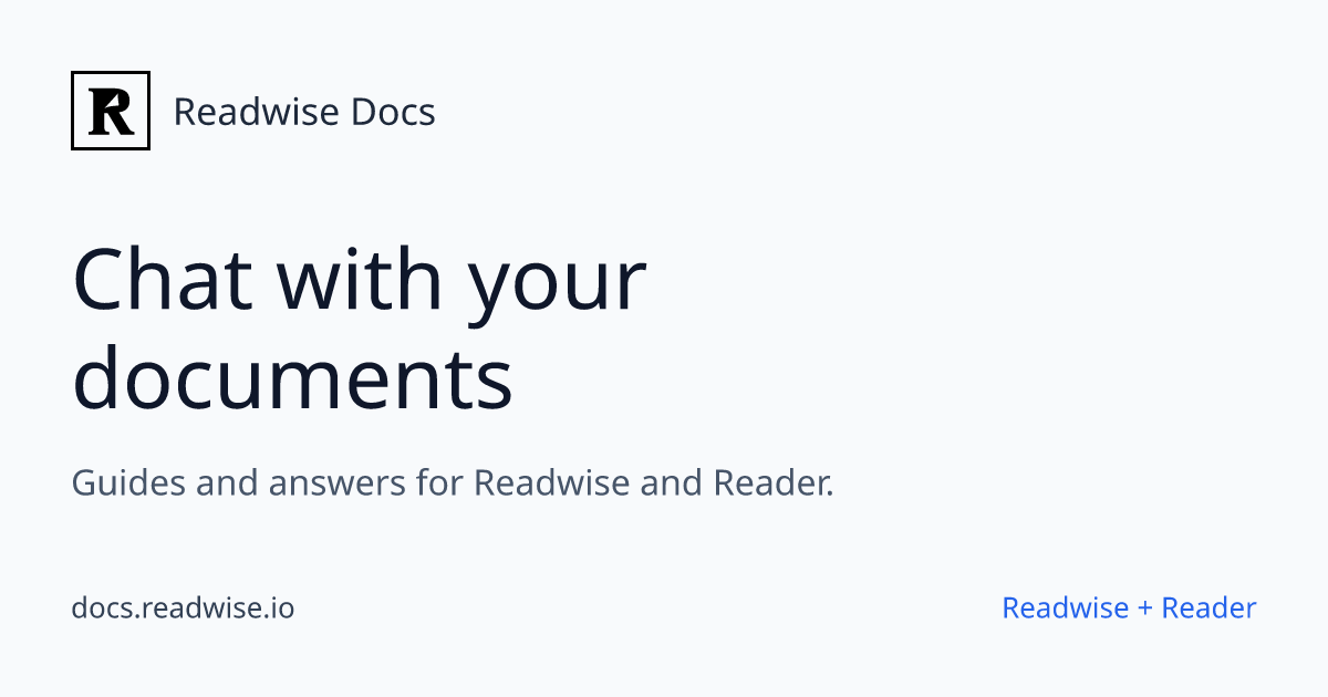Chat with your documents - Readwise Docs