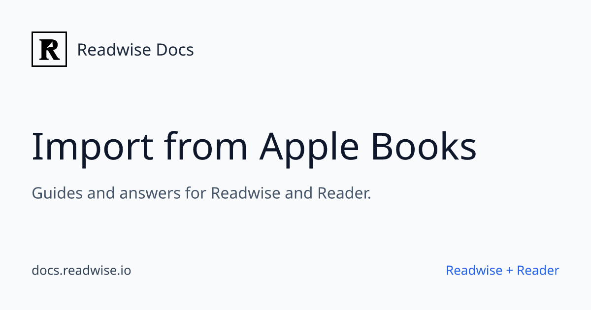 Import from Apple Books - Readwise Docs