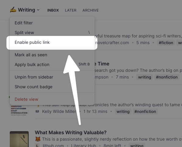 Create a public bundle from a filtered view.