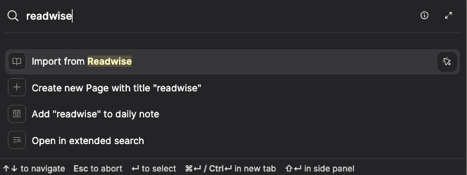 Import from Readwise inside Capacities.
