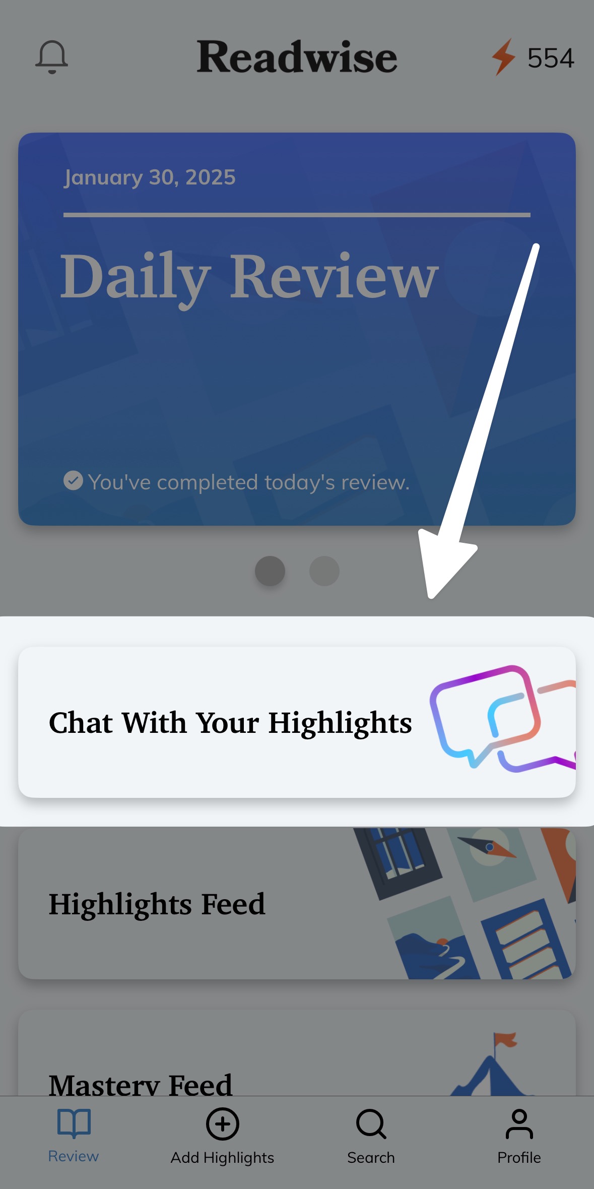 Chat button in Readwise on mobile.