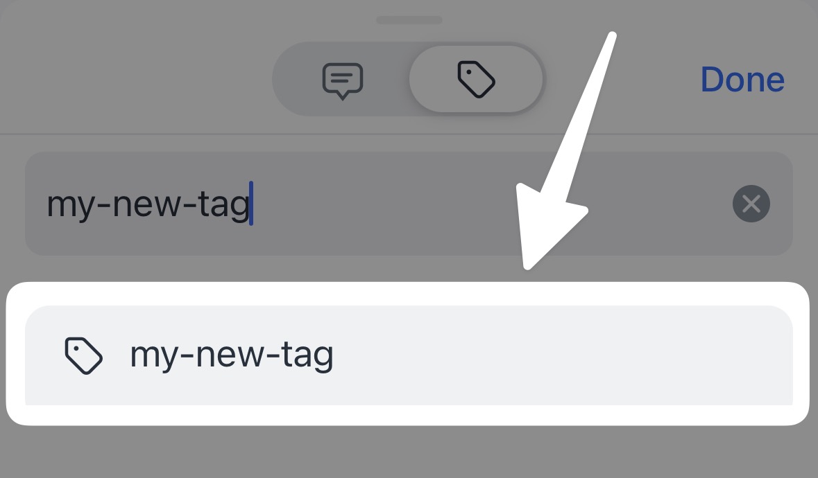 Create a new tag on mobile.