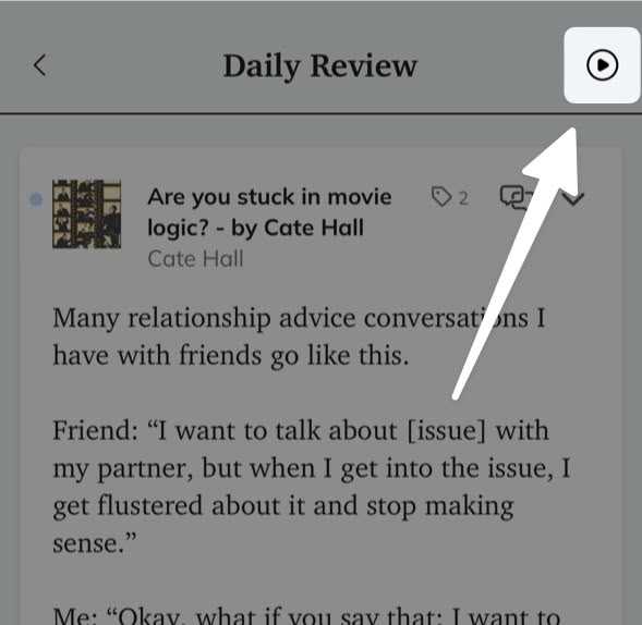 Start audio playback of the Daily Review on mobile.