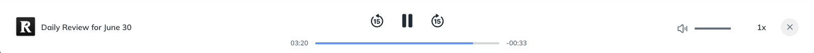 Audio review playback bar on web.