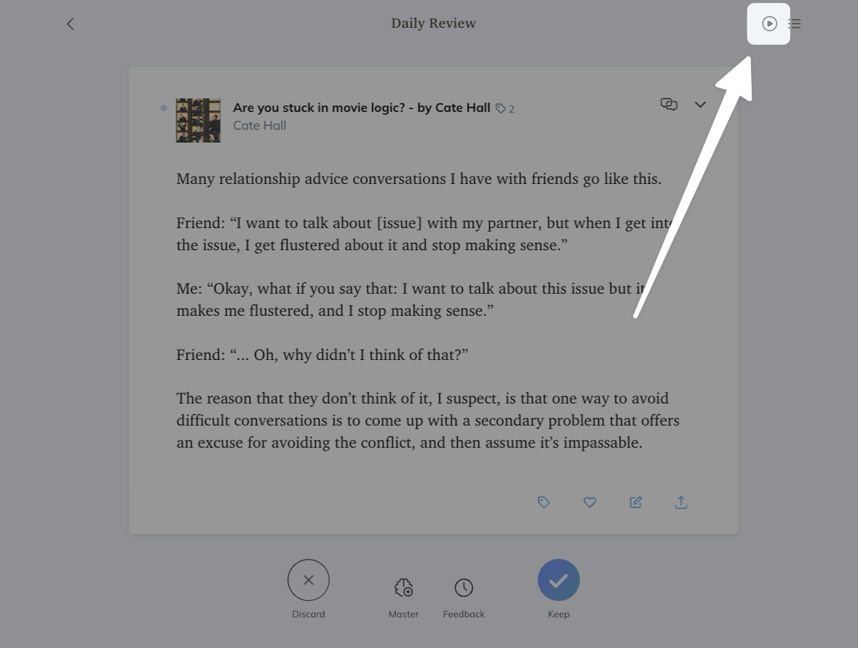 Start audio playback of the Daily Review on web.