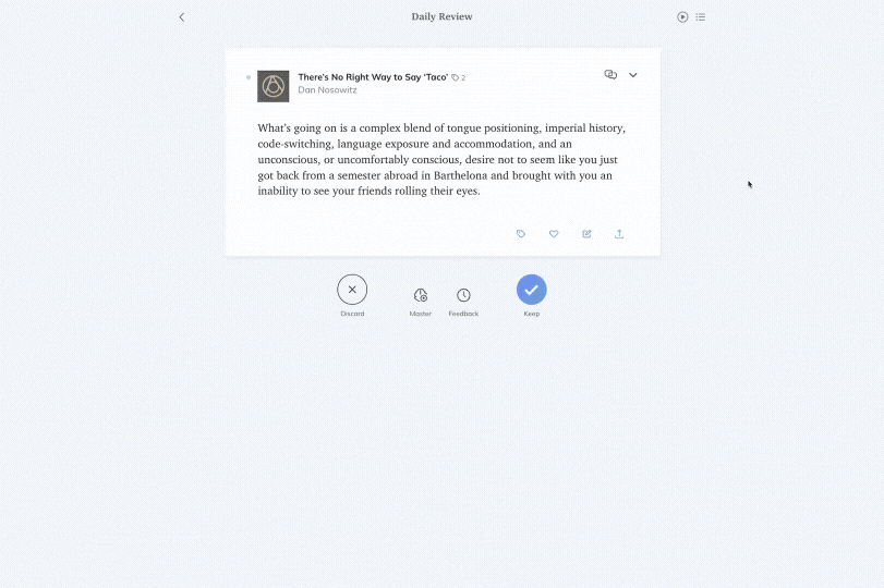 Switch the Daily Review to Scroll Mode.