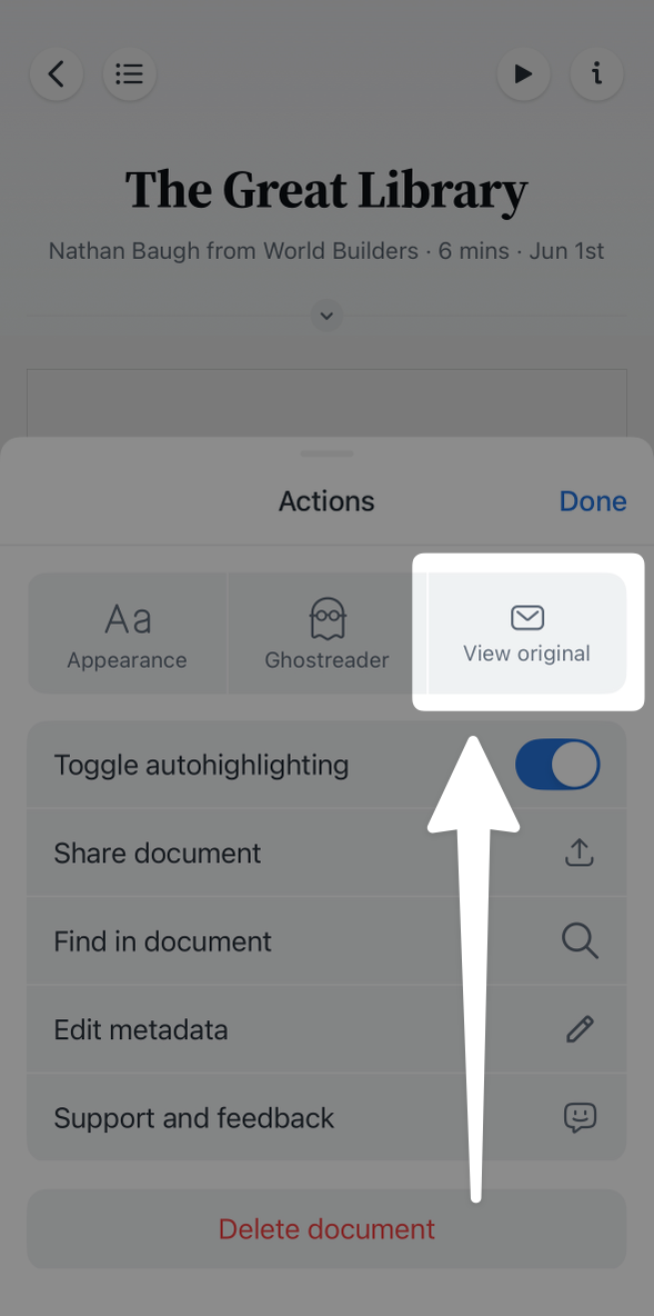 View original formatting of an email on mobile.