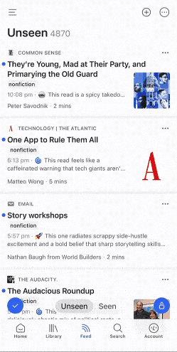 Add feed to a folder from the feed view.