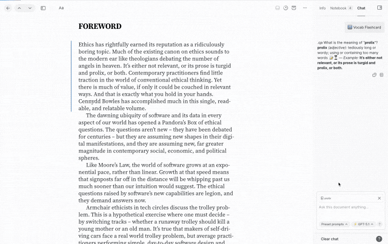 Copy Ghostreader response and paste to highlight note.