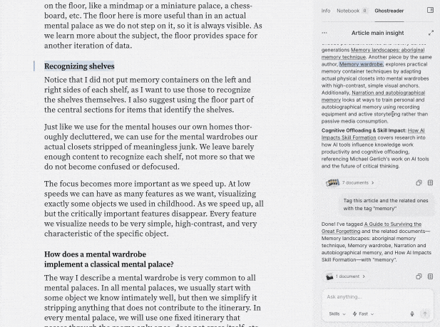 Hovering over a reference in a Ghostreader answer to preview the cited line from the linked document.