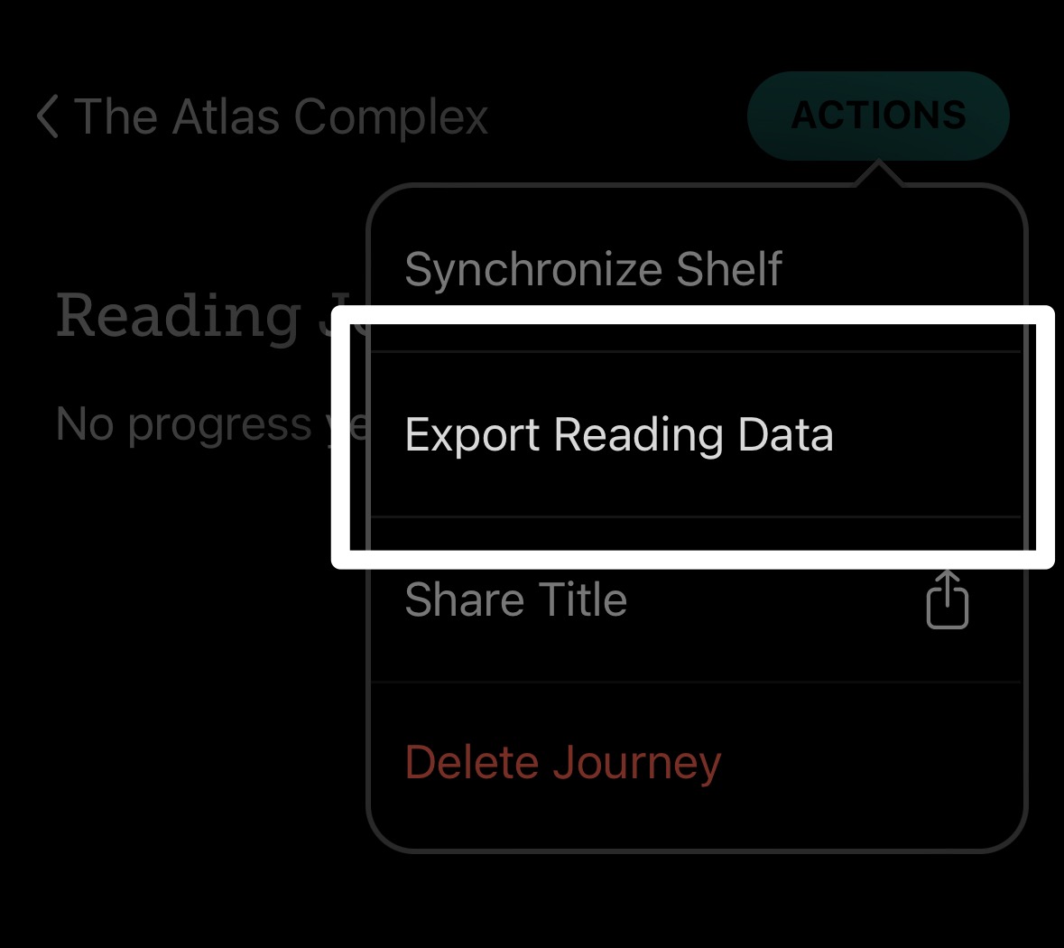 Export reading data from library app