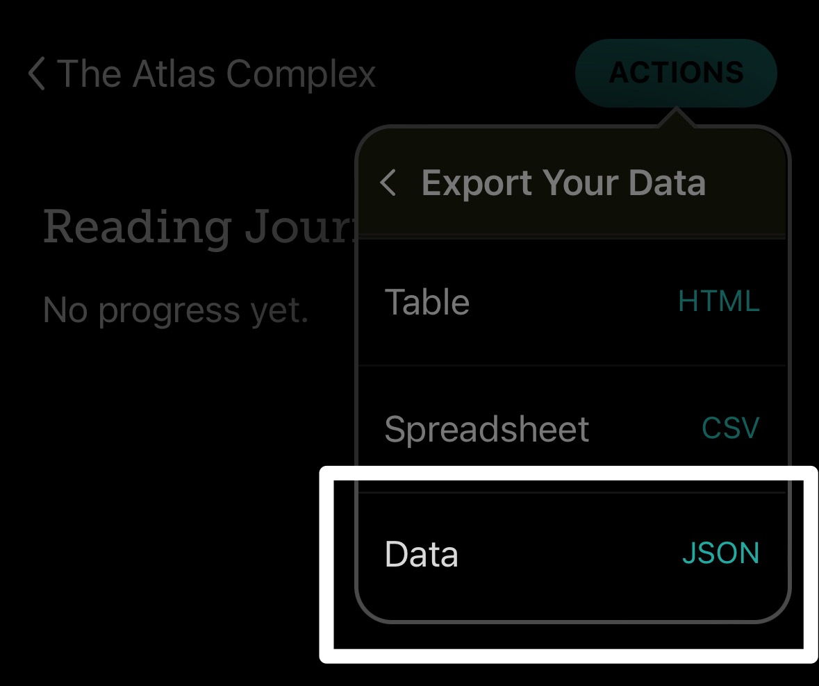 Export reading data from library app