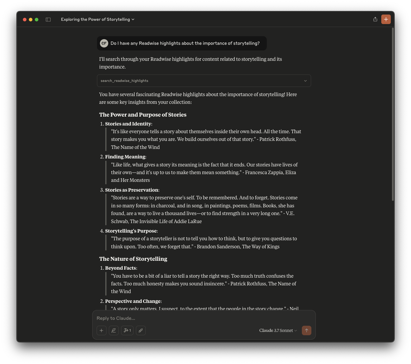 Search your Readwise highlights from Claude.