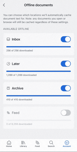 Cache files are removed when the toggle is turned off.