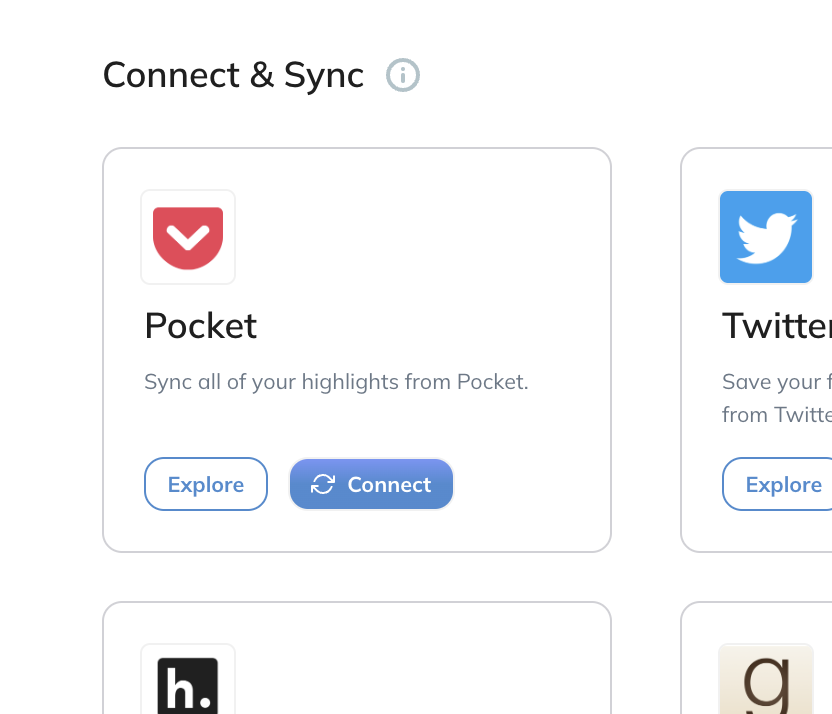 Pocket integration on Readwise import page.