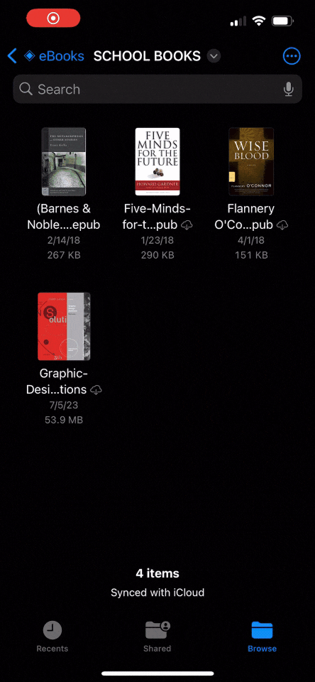 Share an EPUB file to Reader from the Files app on iOS.