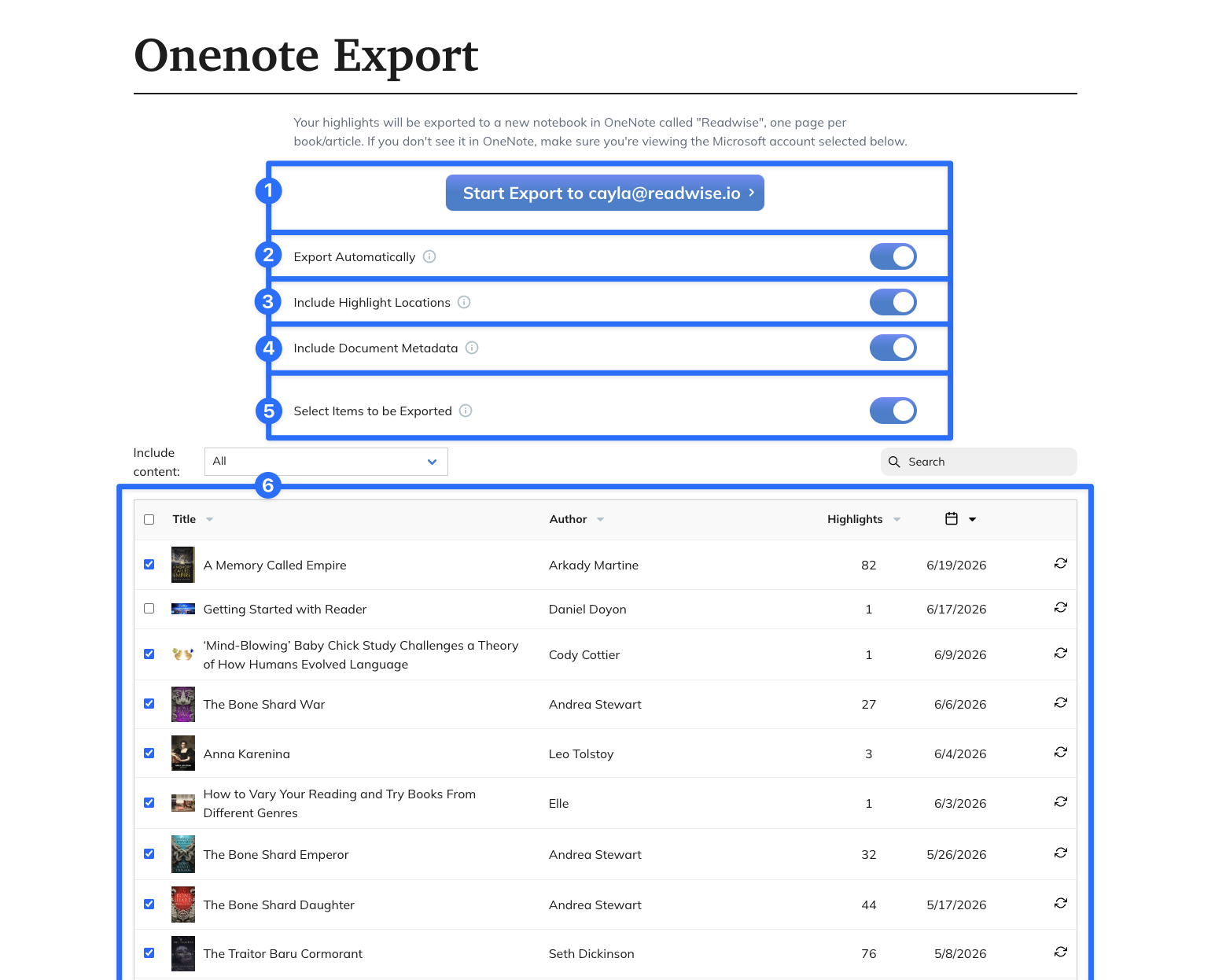 Configure your OneNote export preferences.