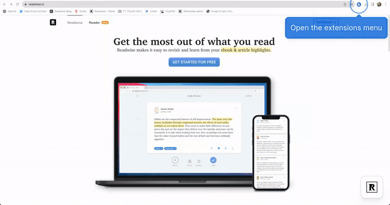 Save articles to Reader with the browser extension.