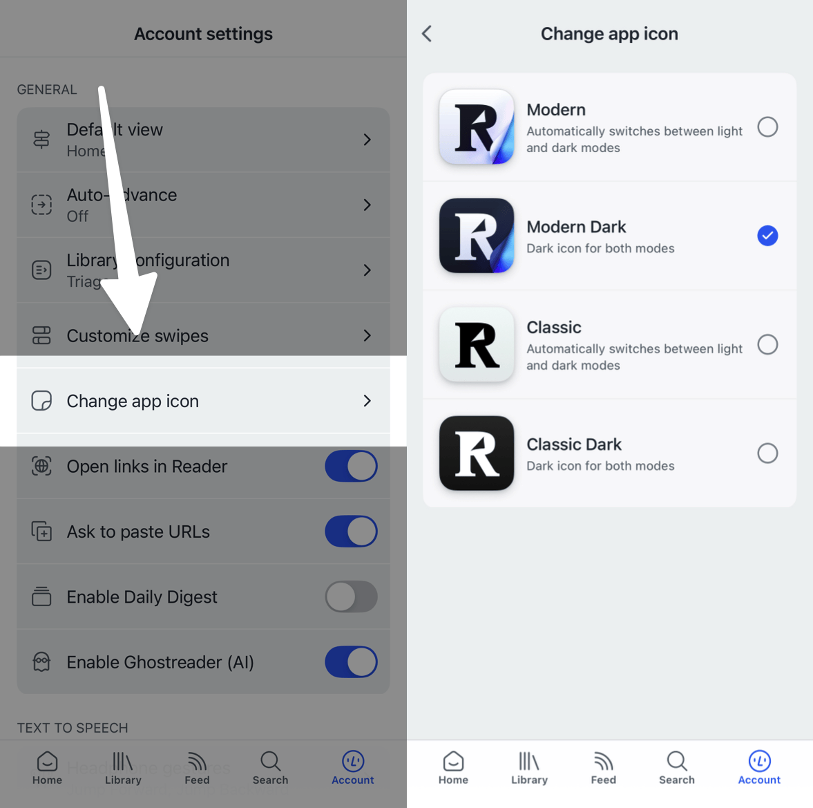 Change app icon for Reader.