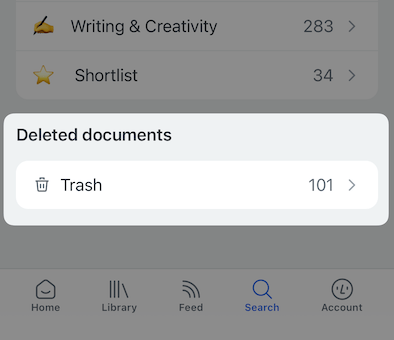 Deleted documents on mobile.