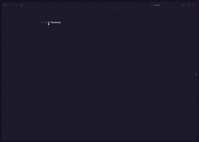 Readwise bullets in the Workflowy space.